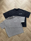 Oversized Washed Boxy T-shirt Print - Grey